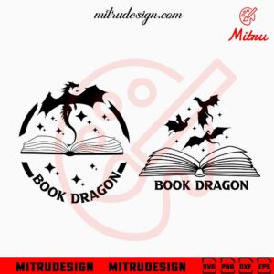 Book Dragon SVG, Bookish SVG, Book Lover SVG, PNG, DXF, EPS, Digital Download