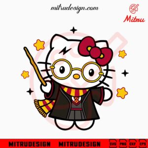 Hello Kitty Harry Potter SVG, Cute Kitty Cat Hogwarts SVG, PNG, DXF, EPS, Cricut