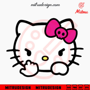 Hello Kitty Middle Finger SVG, Funny Sanrio Kitty White SVG, PNG, DXF, EPS, Digital Download