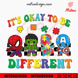 Baby Superheroes It's Okay To Be Different SVG, Avengers Autism Awareness SVG, PNG, DXF, EPS, Files