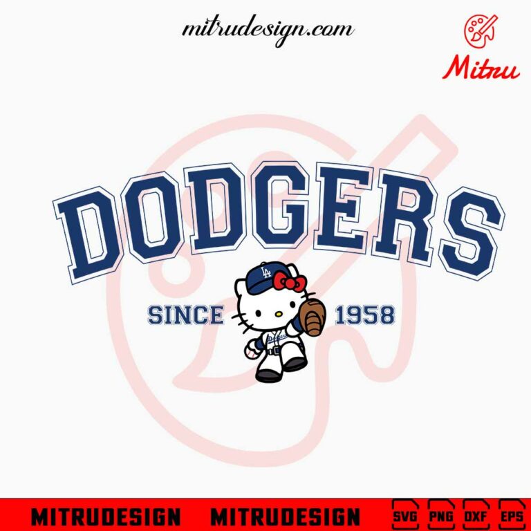 Hello Kitty Dodgers Since 1958 SVG, Kitty LA Dodgers SVG, PNG, DXF, EPS