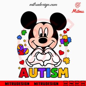 Mickey Mouse Autism SVG, Funny Autism Awareness SVG, Autism Support SVG, PNG, DXF, EPS, Files