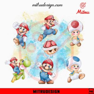 Super Mario Clipart Bundle PNG, Toad, Yoshi PNG, Digital Download
