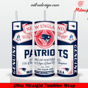 Patriots King Of Football Six Time Super Bowl Champions 20oz Tumbler Wrap PNG Template