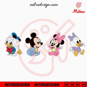 Baby Mickey Minnie Donald Daisy SVG, Cute Disney Characters SVG, Kids SVG, PNG, DXF, EPS