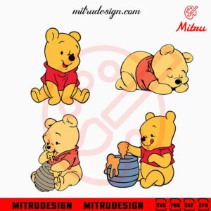 Baby Winnie The Pooh Bundle SVG, Cute Disney Pooh Bear SVG, PNG, DXF, EPS, Digital Download