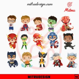 Boy Superheroes Clipart Bundle PNG, Baby Superhero PNG, Digital Download