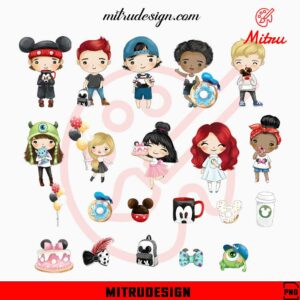 Cute Disney Kids Clipart PNG, Baby Boys And Girl PNG, Instant Download