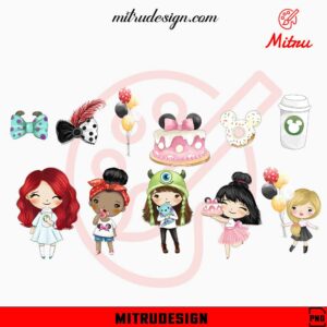 Disney Girls Bundle PNG, Cute Girl PNG, Disney Family PNG, Instant Download
