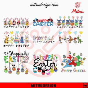 Disney Cartoon Happy Easter Bundle PNG, Cute Easter Bunny PNG, Digital Download
