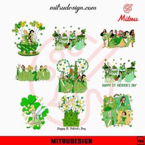 Disney Princess St Patrick's Day Bundle PNG, Lucky Girl PNG, Happy Paddy's Day PNG, Sublimation