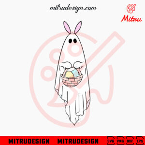 Bunny Ghost With Easter Eggs SVG, Spooky Easter SVG, PNG, DXF, EPS, Cricut