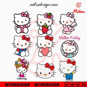Hello Kitty SVG, Sanrio Cat SVG, Kwaii SVG, PNG, DXF, EPS, Cutting Files