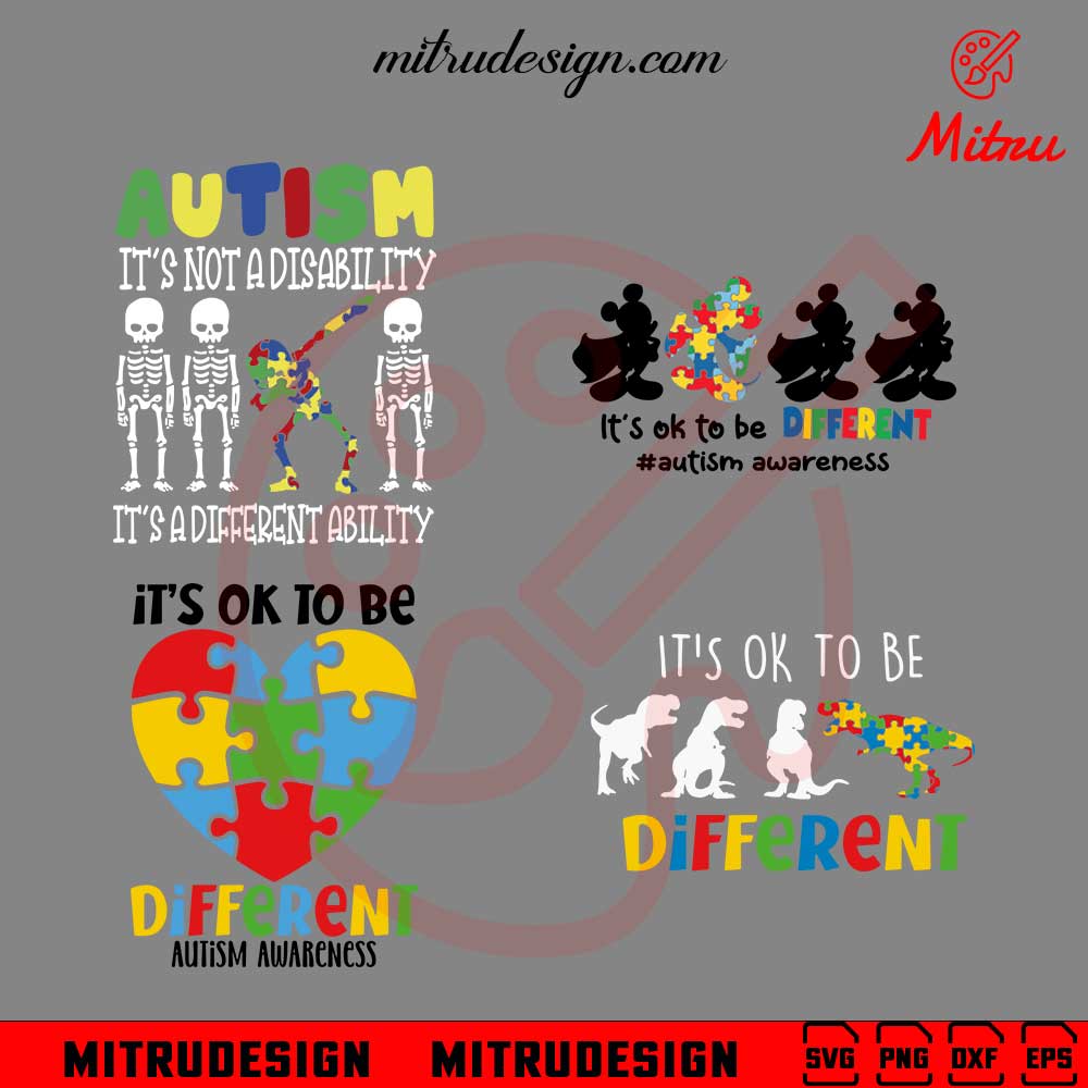 Autism Awareness Dinosaur Kid Boys Its Ok To Be Different T