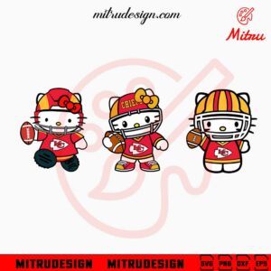 Hello Kitty Chiefs Bundle SVG, Cute Kitty KC Chiefs Football SVG, PNG, DXF, EPS