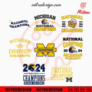 Michigan Wolverines National Champions 2024 Bundle SVG, Wolverines Football SVG, PNG, Cutting Files