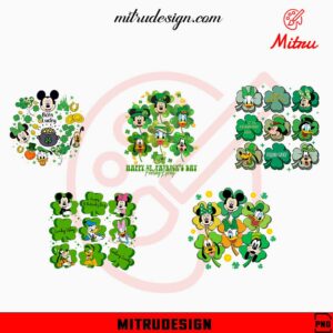 Mickey And Friends Happy St Patrick's Bundle PNG, Lucky Vibes PNG, Feeling Lucky Disney PNG