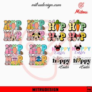 Mickey Minnie Stitch Hip Hop Easter PNG, Cute Hoppy Easter PNG, Graphics