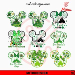 Mouse Ears Shamrock Bundle PNG, Happy St Patrick's Day Disney PNG, Mickey Clover Leaf PNG