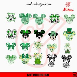 Mouse Head St Patrick's Day Free PNG, Cute Lucky PNG, Mickey Ears Shamrock PNG, Downloads
