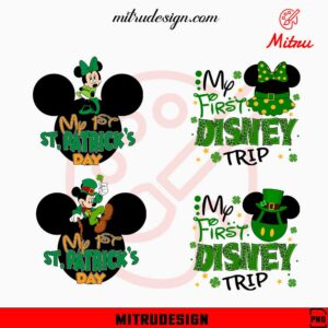 My 1st St Patrick's Day Mickey Minnie Bundle PNG, My First Disney Trip Patrick's Day PNG, Files