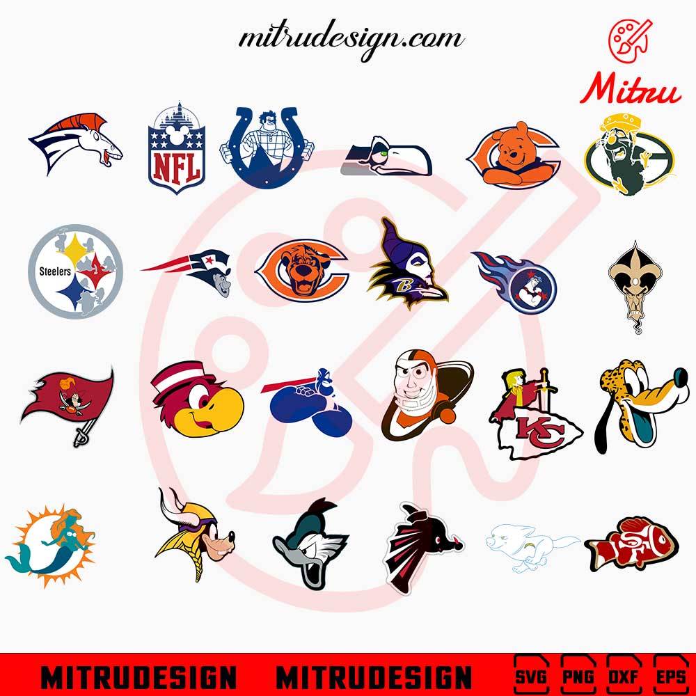 NFL Teams Logo Disney Bundle SVG Funny NFL Football SVG Cute National 