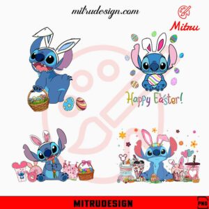 Stitch Happy Happy Easter Bundle PNG, Stitch Easter Bunny Coffee Cups PNG, Digital Downloads