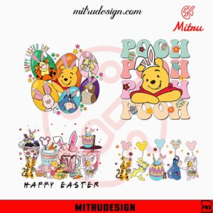 Winnie The Pooh Friends Happy Easter Bundle PNG, Piglet, Tigger, Eeyore Easter PNG, Digital Download