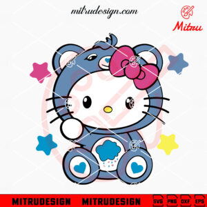 Hello Kitty Care Bears Blue SVG, Kitty Bedtime Bear SVG, PNG, DXF, EPS, Digital Download