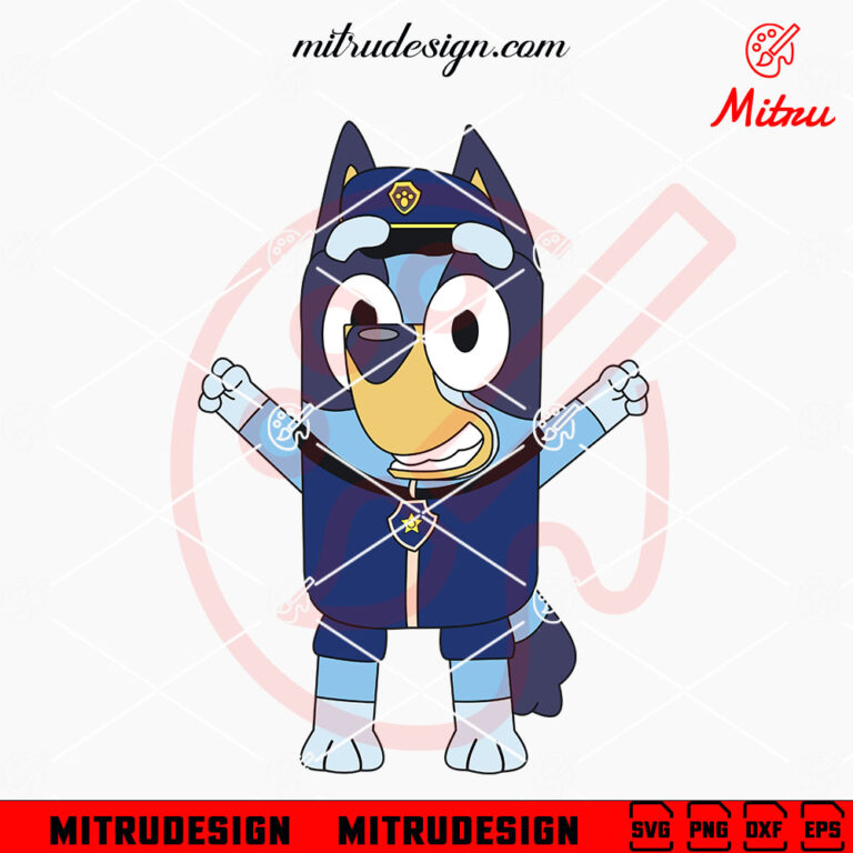Bluey Chase Paw Patrol SVG, Blue Police Cartoon SVG, PNG, DXF, EPS ...