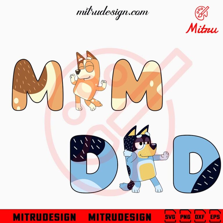 Bluey Dad And Mom SVG, Chilli Bandit Heeler SVG, Bluey Parents SVG, PNG