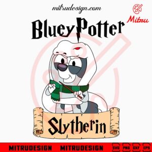 Bluey Potter Slytherin SVG, Funny Bluey Harry Potter SVG, Cute Wizard Bluey SVG, PNG, DXF, EPS