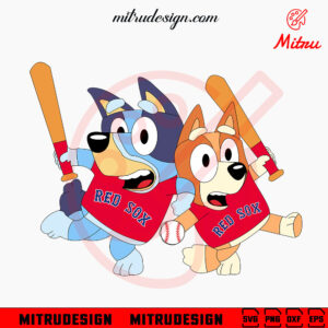 Bluey Boston Red Sox SVG, Bluey Bingo Baseball Team SVG, PNG, DXF, EPS, Instant Download