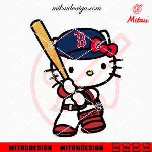 Hello Kitty Red Sox Baseball SVG, Cute Boston Red Sox SVG, PNG, DXF, EPS, Cut Files