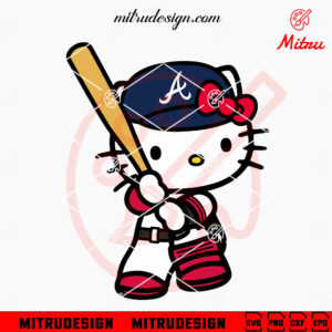 Hello Kitty Braves Baseball SVG, Cute Atlanta Braves SVG, PNG, DXF, EPS, Digital Download