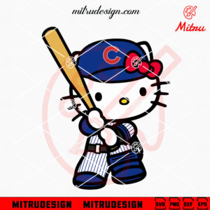 Hello Kitty Cubs Baseball SVG, Cute Chicago Cubs SVG, PNG, DXF, EPS, Files