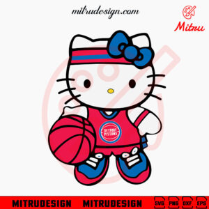 Hello Kitty Detroit Pistons SVG, Funny Pistons Basketball SVG, PNG, DXF, EPS, Cricut Files