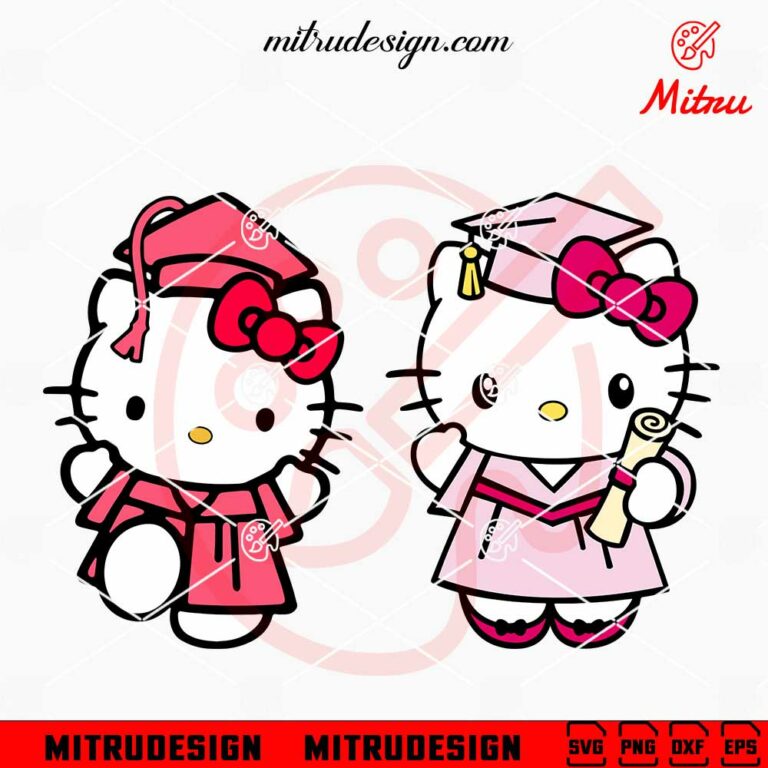 Hello Kitty Graduation Pink SVG, Kwaii Cat Graduate SVG, PNG, DXF, EPS ...