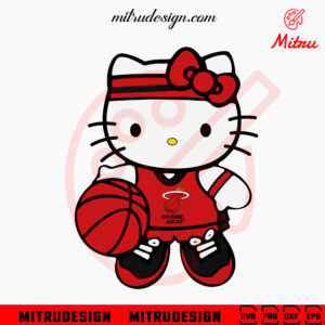 Hello Kitty Miami Heat SVG, Cute Kitty Miami Basketball Team SVG, PNG, DXF, EPS, Cut Files
