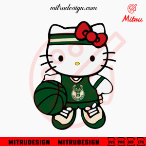 Hello Kitty Milwaukee Bucks SVG, Kitty Bucks Basketball SVG, PNG, DXF, EPS, Digital Download