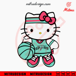 Hello Kitty San Antonio Spurs SVG, Cute Spurs Basketball SVG, PNG, DXF, EPS, Cutting Files