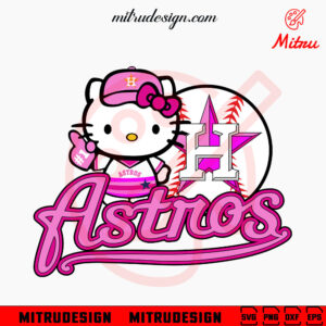 Hello Kitty Pink Astros Baseball SVG, Cute Houston Astros Girl SVG, PNG, DXF, EPS