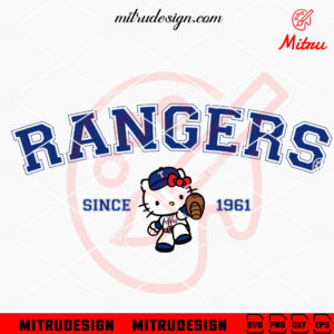 Hello Kitty Texas Rangers Since 1961 SVG, Kitty Rangers Baseball SVG, PNG, DXF, EPS