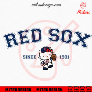 Hello Kitty Boston Red Sox Since 1901 SVG, Kitty Boston Baseball SVG, PNG, DXF, EPS, For Cricut