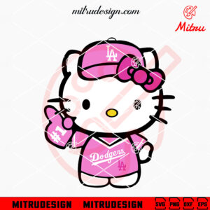 Pink Hello Kitty Los Angeles Dodgers SVG, Cute LA Baseball Team SVG, PNG, DXF, EPS, Download