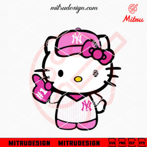 Pink Hello Kitty New York Yankees SVG, Cute NY Yankees Team SVG, PNG, DXF, EPS, Shirt