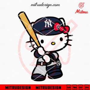 Hello Kitty Yankees Baseball SVG, Cute New York Yankees SVG, PNG, DXF, EPS, Digital Download