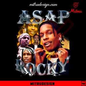 Asap Rocky Bootleg PNG, Rocky Rapper Shirts PNG For Sublimation