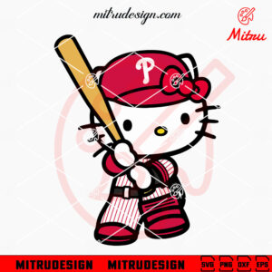 Hello Kitty Phillies Baseball SVG, Cute Philadelphia Phillies SVG, PNG, DXF, EPS, Cutting Files