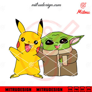 Pikachu And Baby Yoda SVG, Cute Star Wars Pokemon Friends SVG, PNG, DXF, EPS